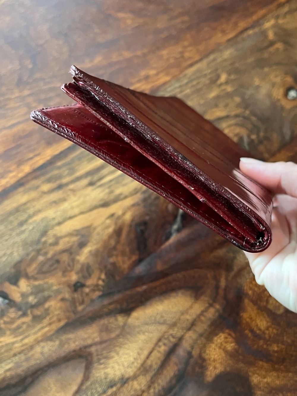Vintage Eel Skin Wallet Red Bifold Long Exotic Leather Genuine Clutch Retro - Picture 3 of 15